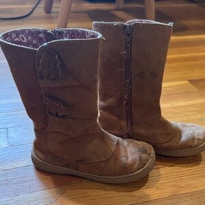 Livi & Luca Suede Zip Boots with Floral Accent